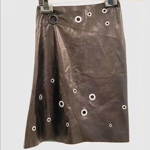 Brown Moschino Couture Leather Skirt with Grommets